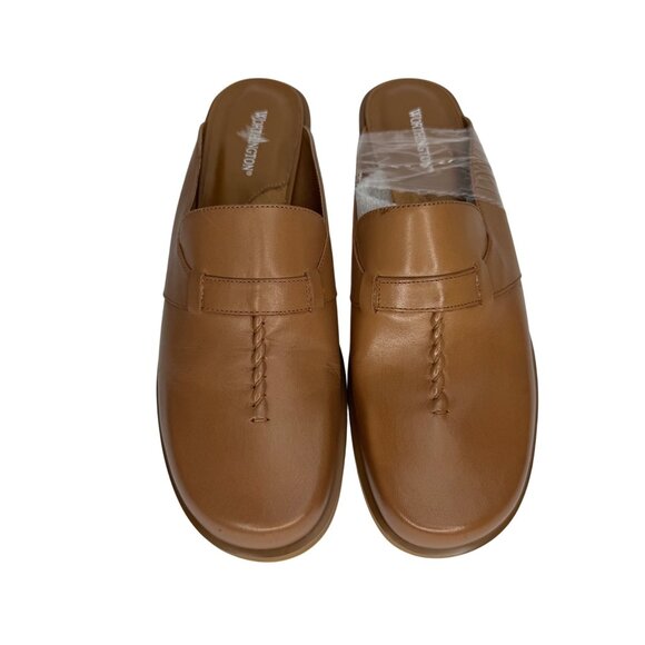 Vintage Worthington‎ Tan Leather Slip-On Mules Small Heel Women's Size 8M - Picture 3 of 11